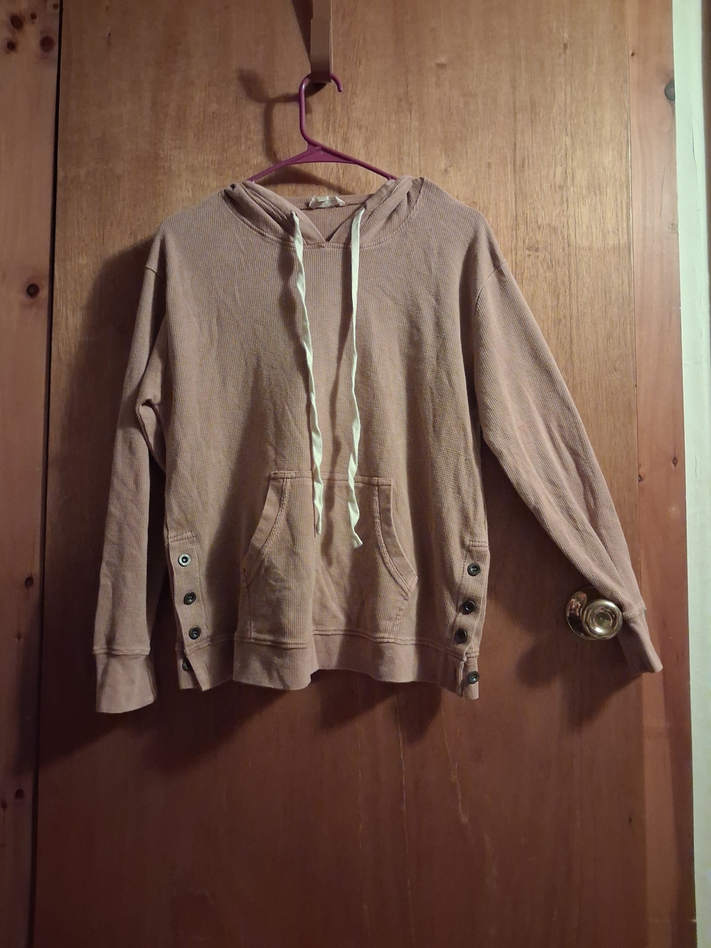 Jane and Delancey Light Pink Hooded Pullover with Side Button Detail